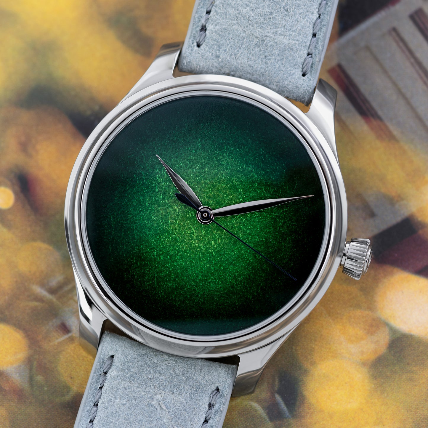 Stainless Steel H. Moser & Cie. Endeavour Centre Seconds Concept Lime Green Ref. 1200-1233 40mm