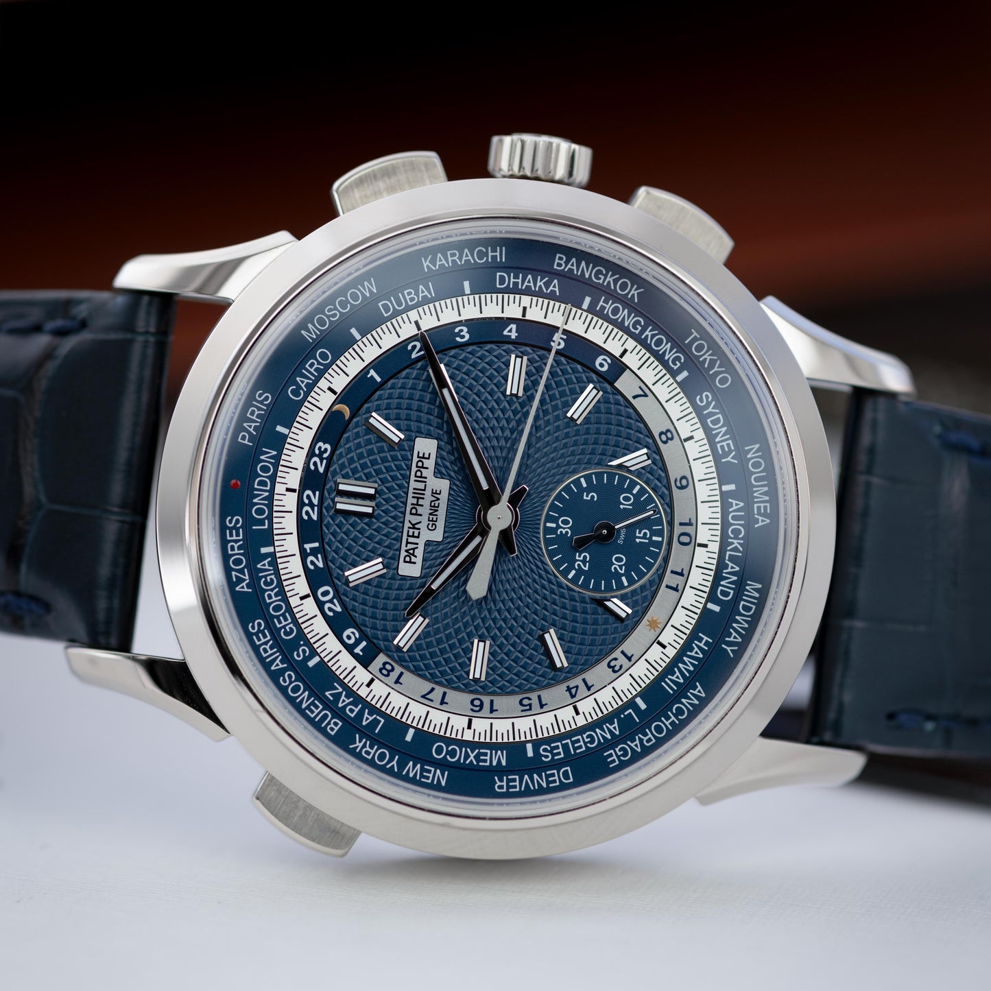 White Gold Patek Philippe World Time Chronograph ref. 5930G 39.5mm