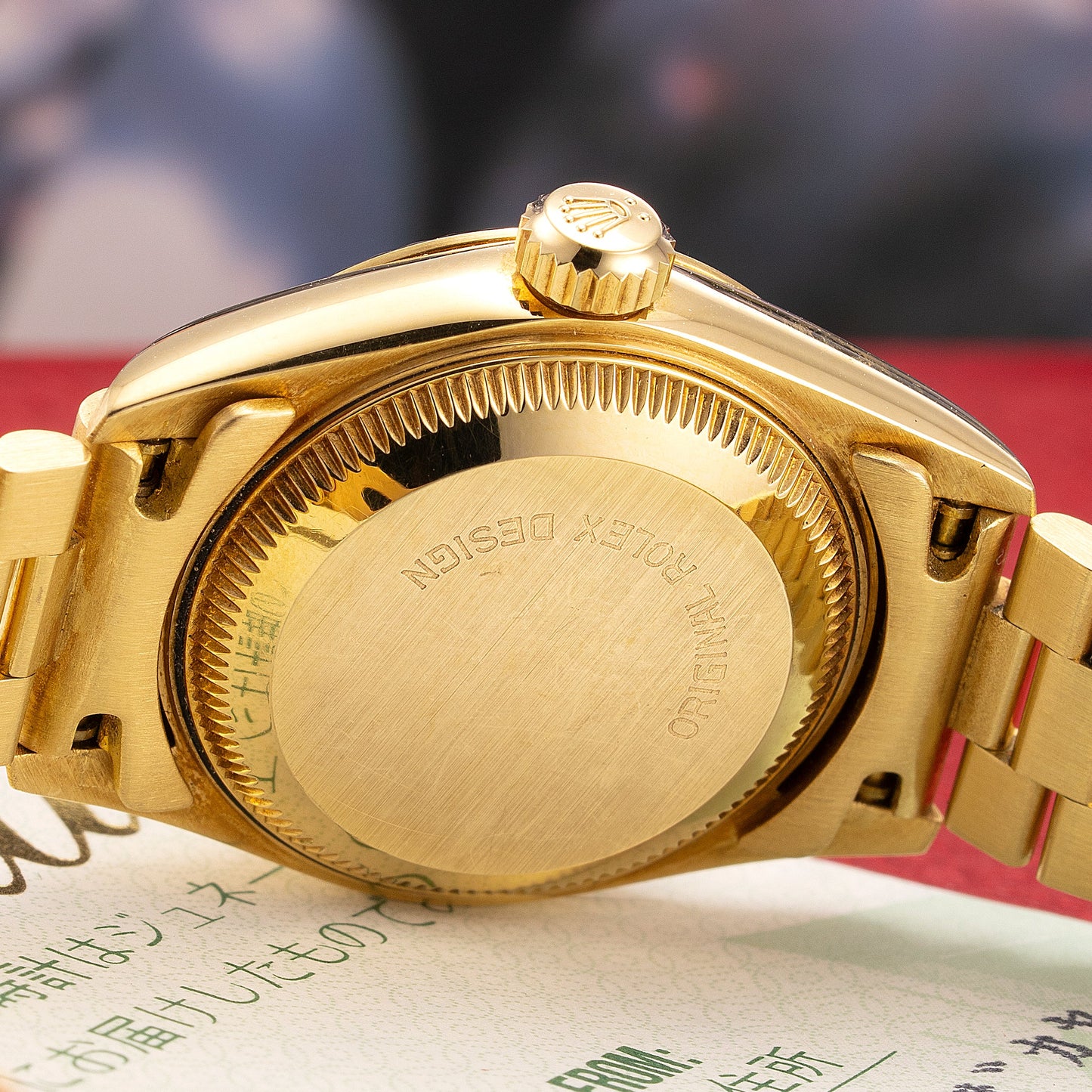 Back of Yellow Gold Rolex Datejust Bloodstone Dial Ref. 69178 26mm