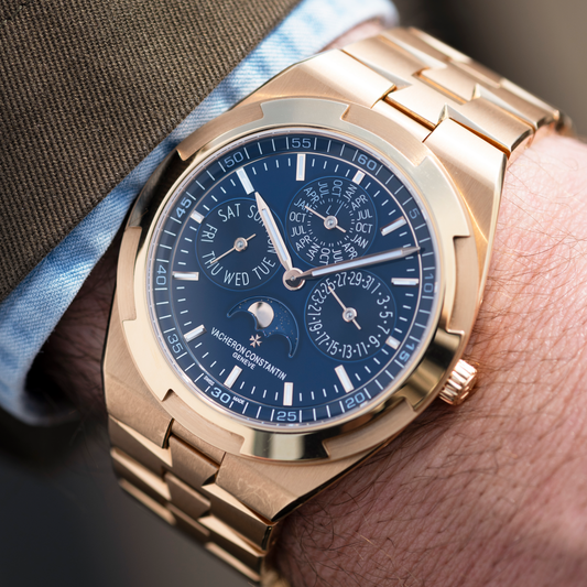 Wrist-Shot Rose Gold Vacheron Constantin Overseas Perpetual Calendar Ultra-Thin Ref. 4300V/120R-B509 41.5mm 