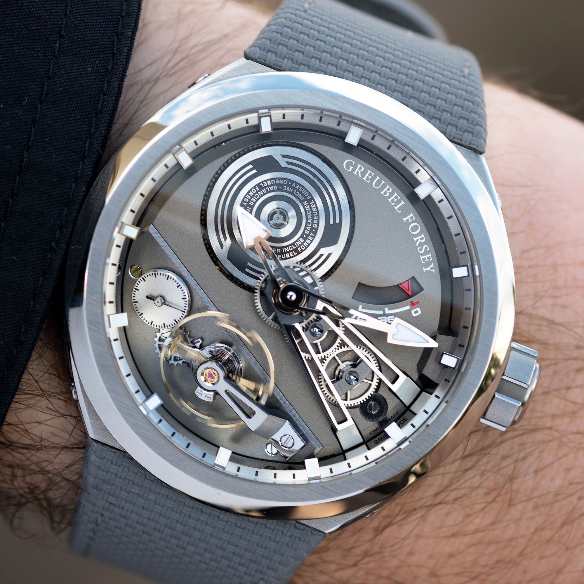 Wrist-shot of Titanium Greubel Forsey Balancier Convexe S2 46.5 mm