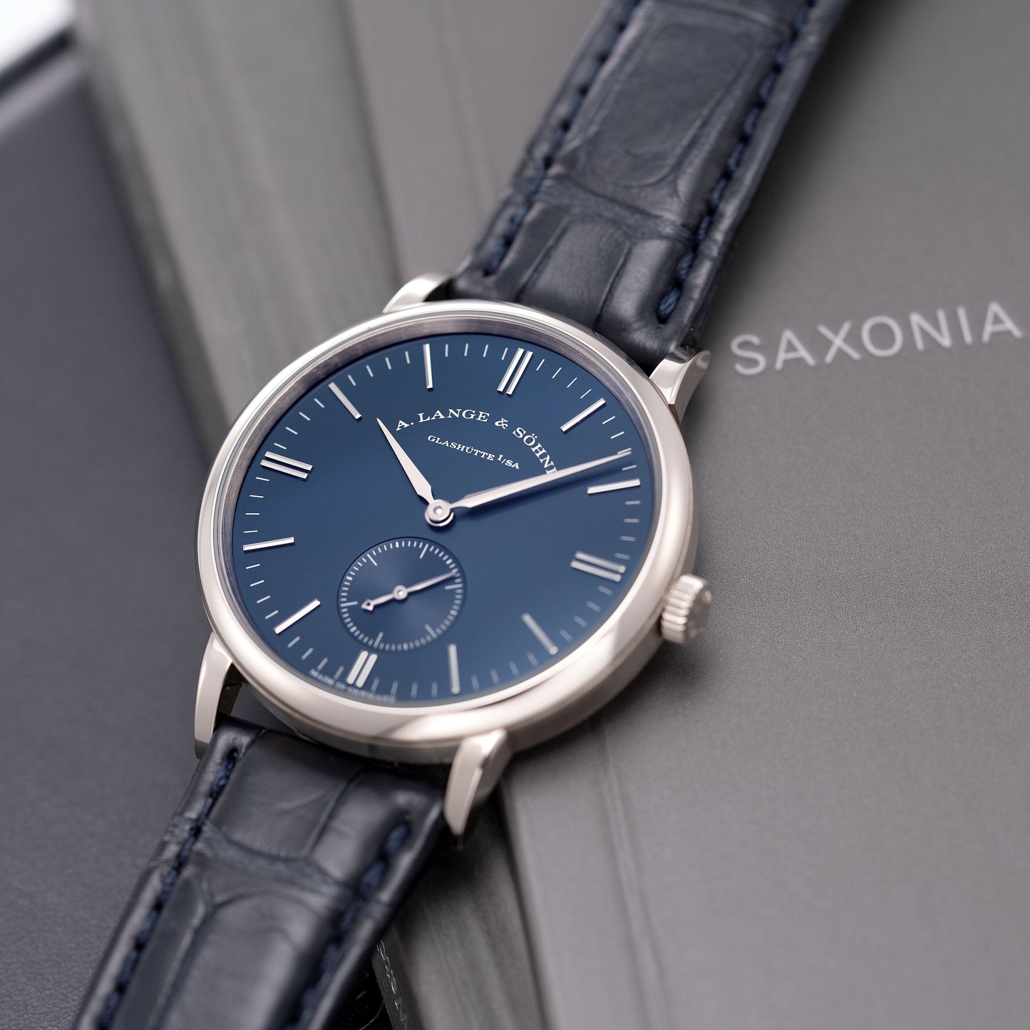 White Gold A. Lange & Söhne Saxonia “Blue Series” Ref. 219.028 35mm