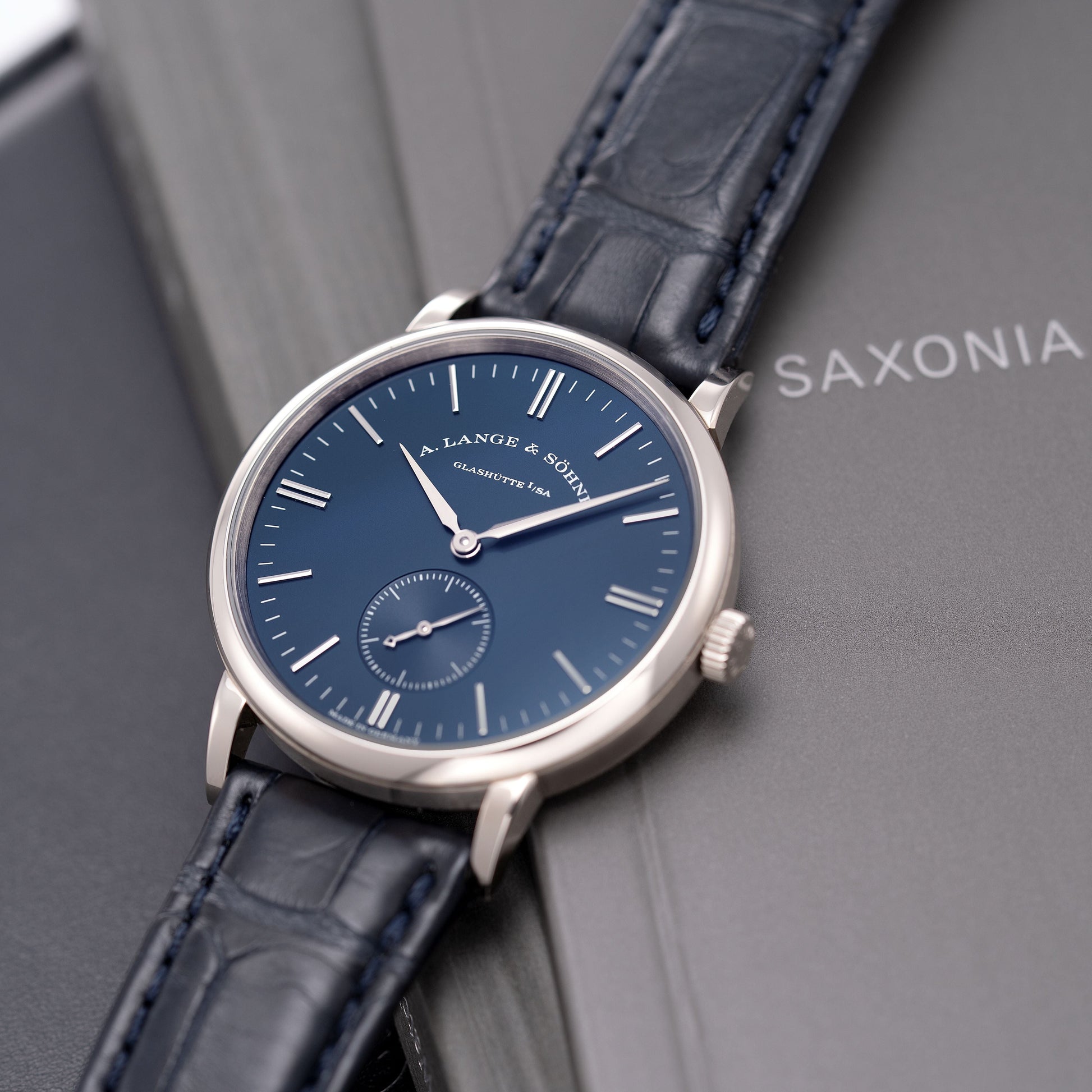 White Gold A. Lange & Söhne Saxonia “Blue Series” Ref. 219.028 35mm