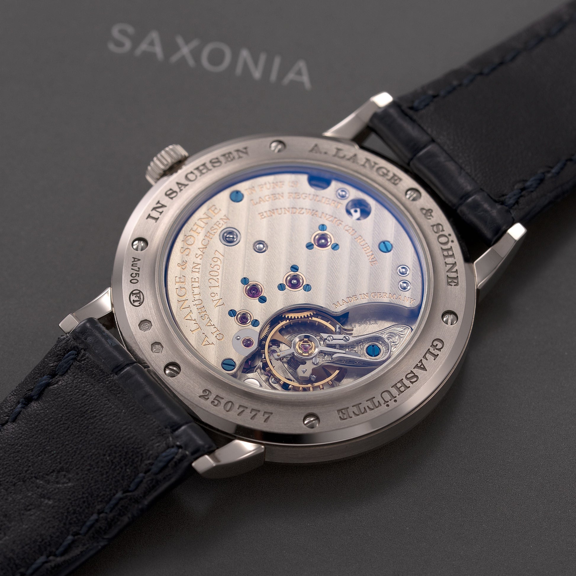 Movement of White Gold A. Lange & Söhne Saxonia “Blue Series” Ref. 219.028 35mm