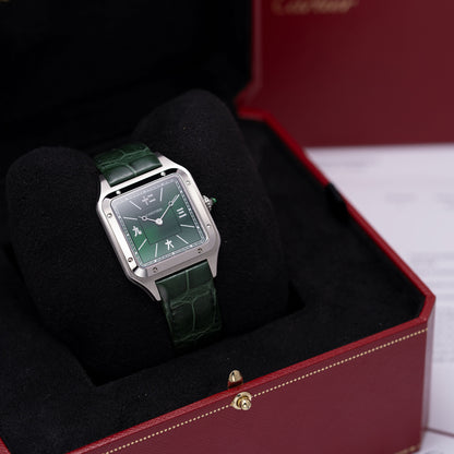 Stainless Steel Santos Dumont Large NSO 'Les Flaneurs' Ref. CRWSSA0066 43.5mm with box 
