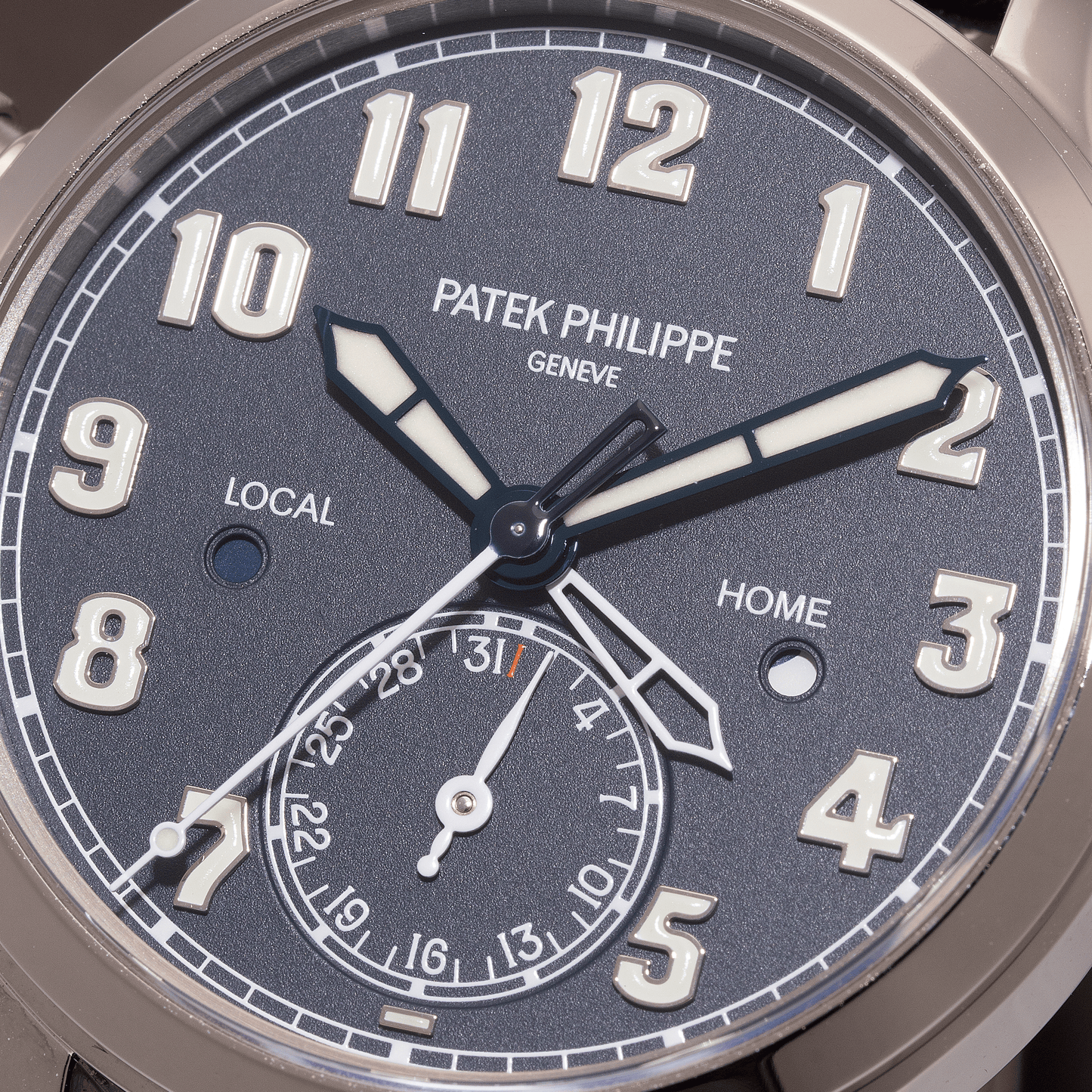 Close-up of White Gold Patek Philippe Calatrava Travel Time Ref. 7234G-001 37.5mm 