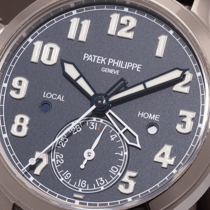 Close-up of White Gold Patek Philippe Calatrava Travel Time Ref. 7234G-001 37.5mm 