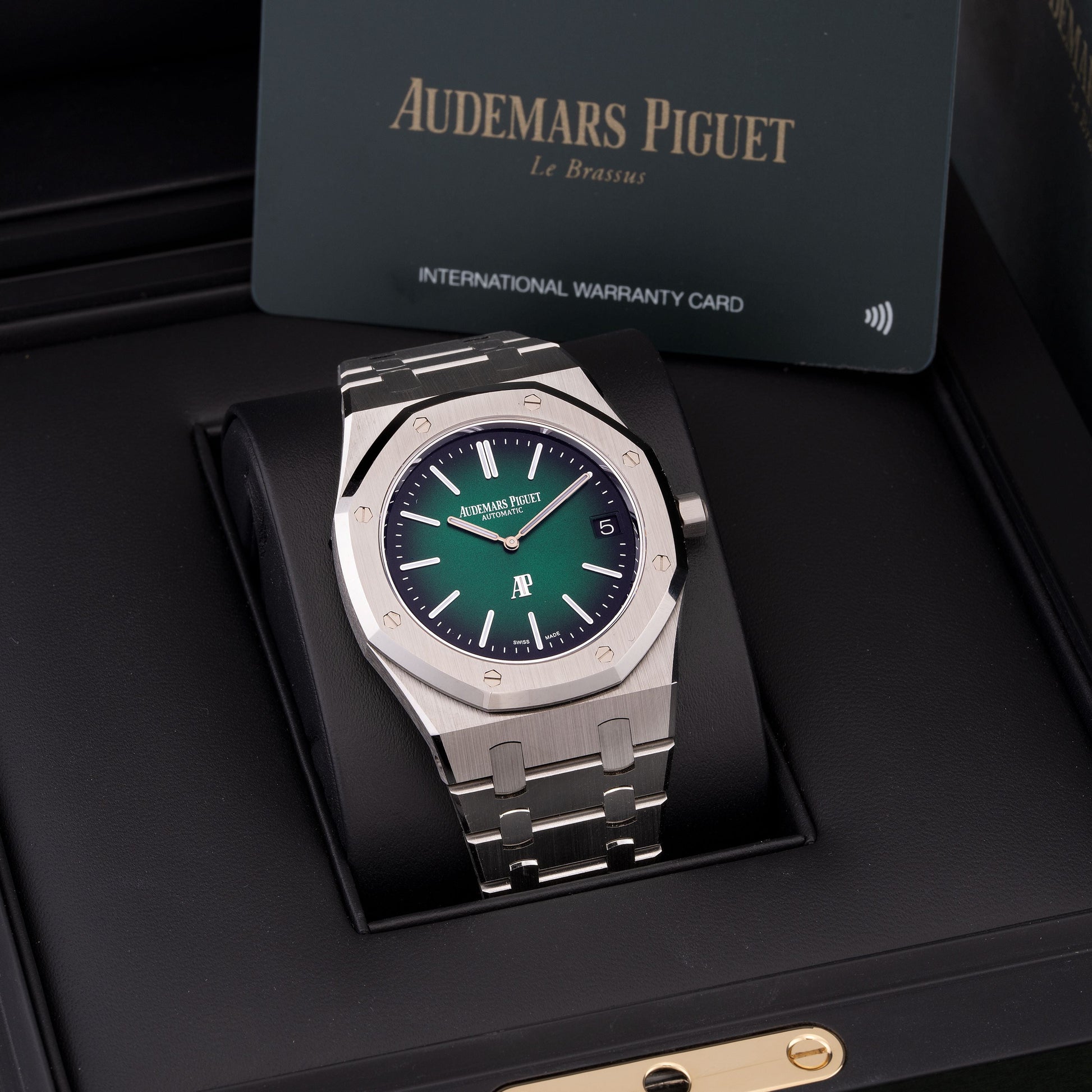 Full Set Platinum Audemars Piguet Royal Oak "Jumbo" Extra-Thin "50th Anniversary" Ref. 16202PT.OO.1240PT.01 39mm 