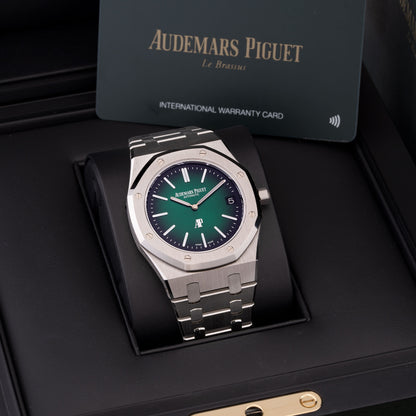 Full Set Platinum Audemars Piguet Royal Oak "Jumbo" Extra-Thin "50th Anniversary" Ref. 16202PT.OO.1240PT.01 39mm 