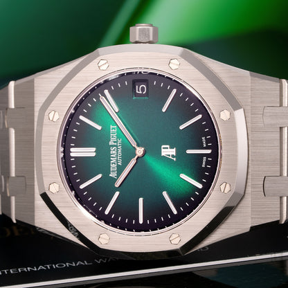 Platinum Audemars Piguet Royal Oak "Jumbo" Extra-Thin "50th Anniversary" Ref. 16202PT.OO.1240PT.01 39mm 