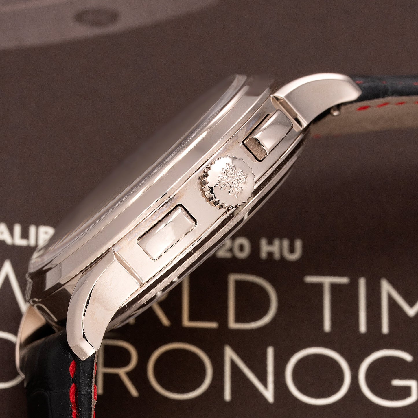 Crown View of Patek Philippe World Time Chronograph Singapore Limited Edition 2019 Ref. 5930G-011 39.5mm 