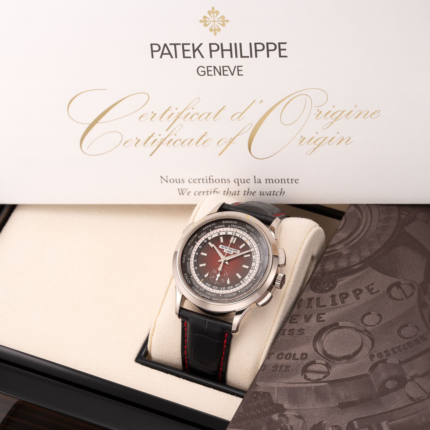 Full Set Patek Philippe World Time Chronograph Singapore Limited Edition 2019 Ref. 5930G-011 39.5mm with Certificate of Origin and Box