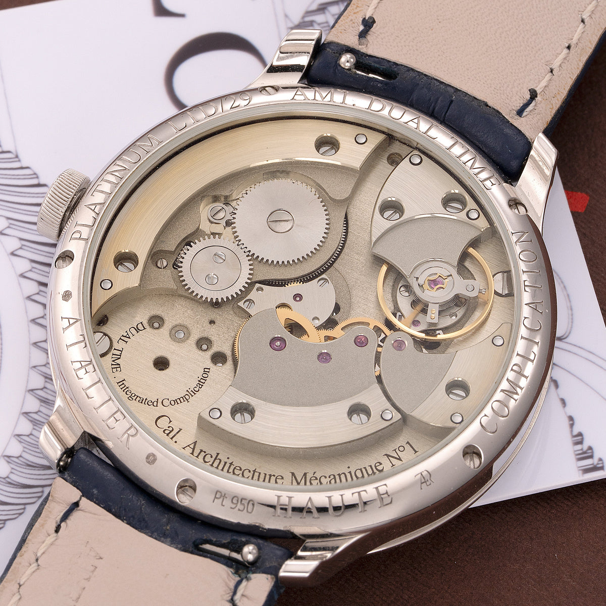 Caseback and Movement of 41mm Atælier Haute Complication Dual Time in 950 Platinum