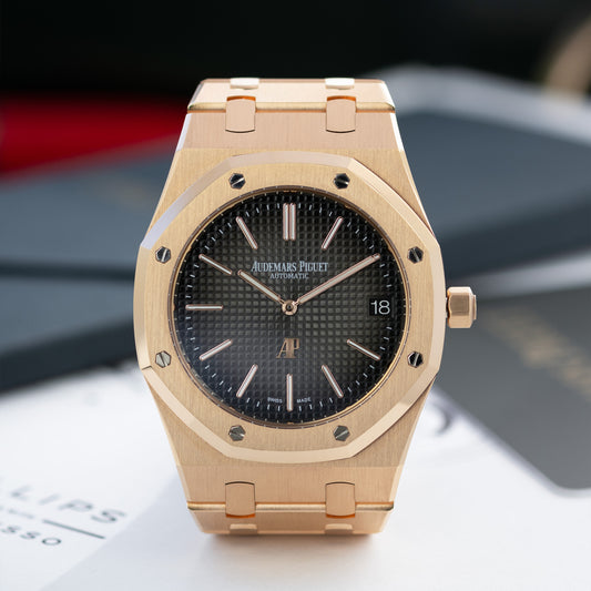 Rose Gold 50th Anniversary Audemars Piguet Royal Oak with Fumé dial Ref 16202OR 39mm 