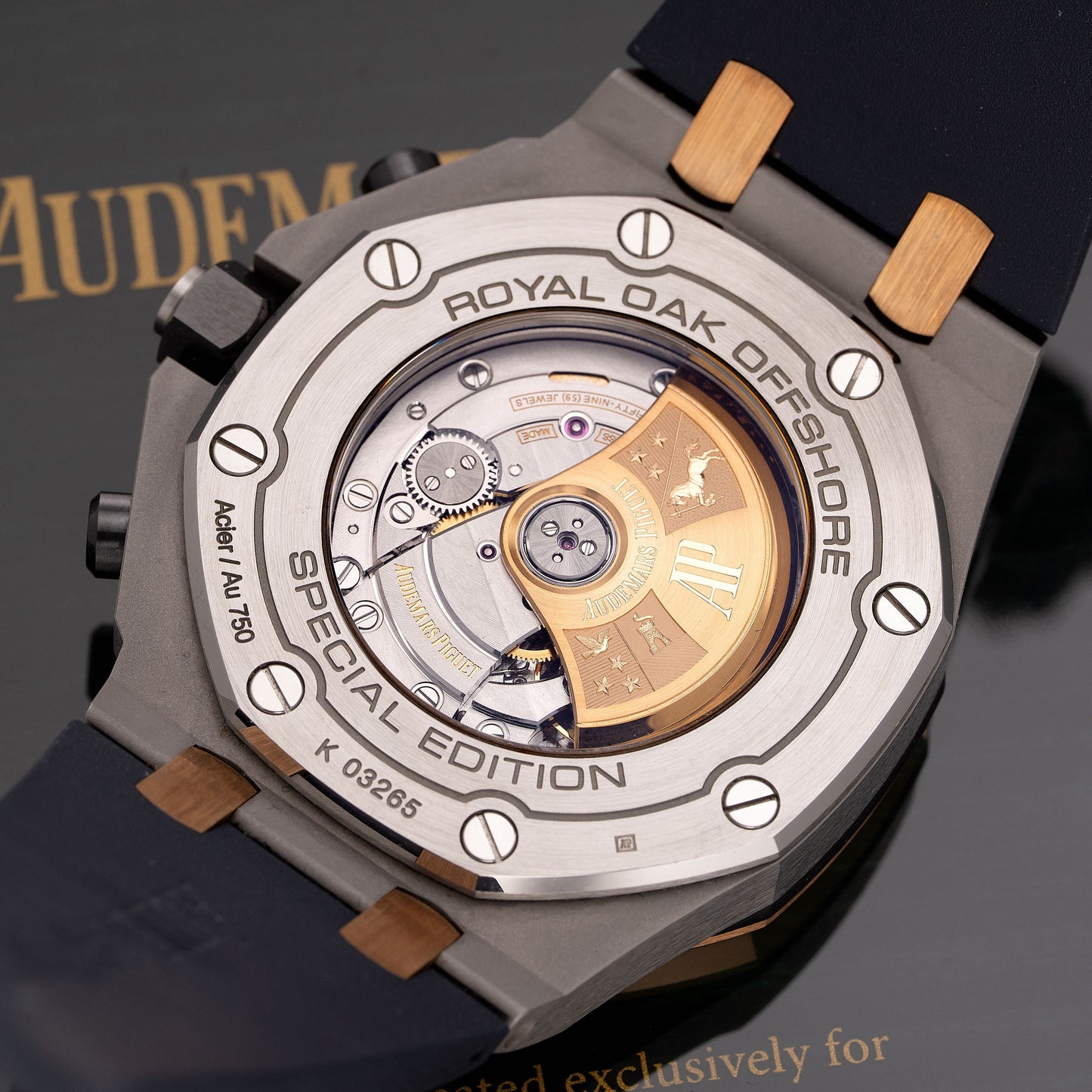Back of Pink Gold and Stainless Steel Audemars Piguet Royal Oak Offshore Selfwinding Chronograph “Bucherer Blue” Ref. 26471SR.OO.D101CR.01.A 42mm