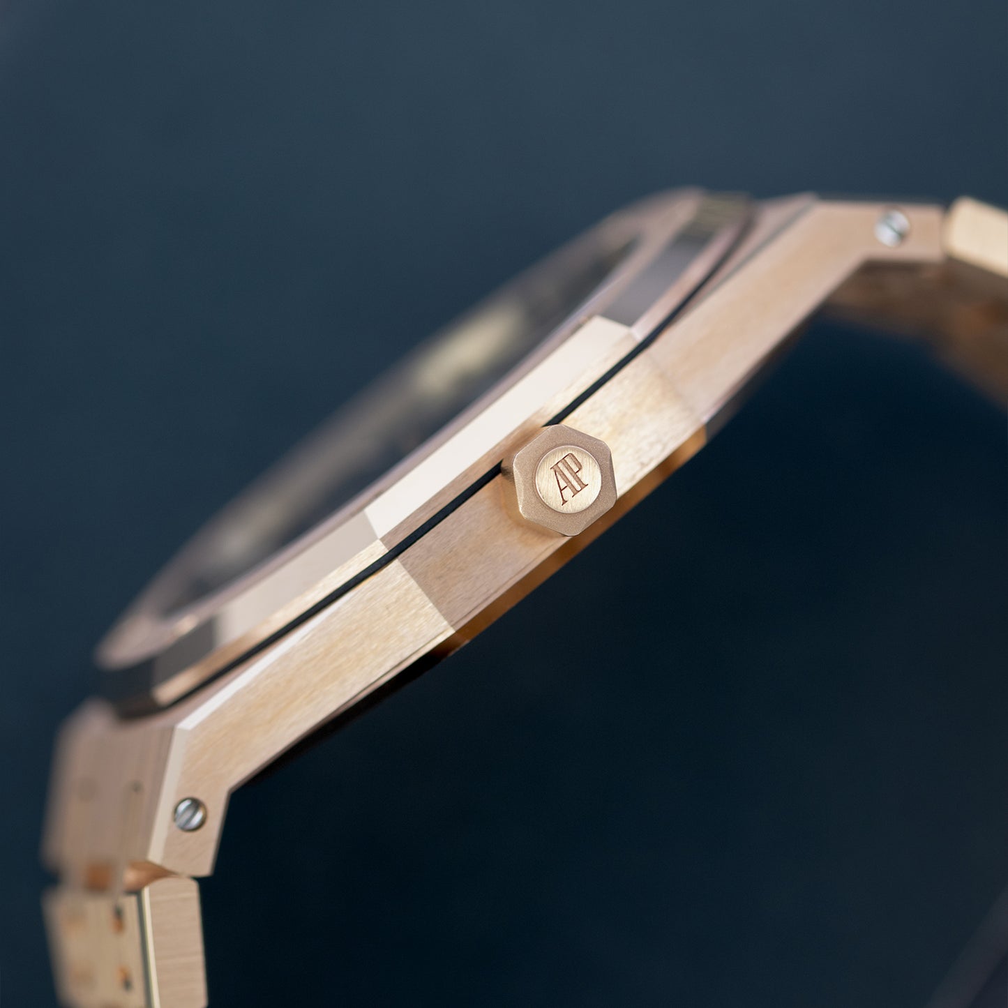 Rose Gold Audemars Piguet Royal Oak with blue dial Crown Ref 15202OR 39mm 