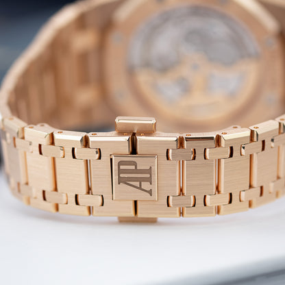 Rose Gold Audemars Piguet Royal Oak with blue dial clasp Ref 15202OR 39mm 