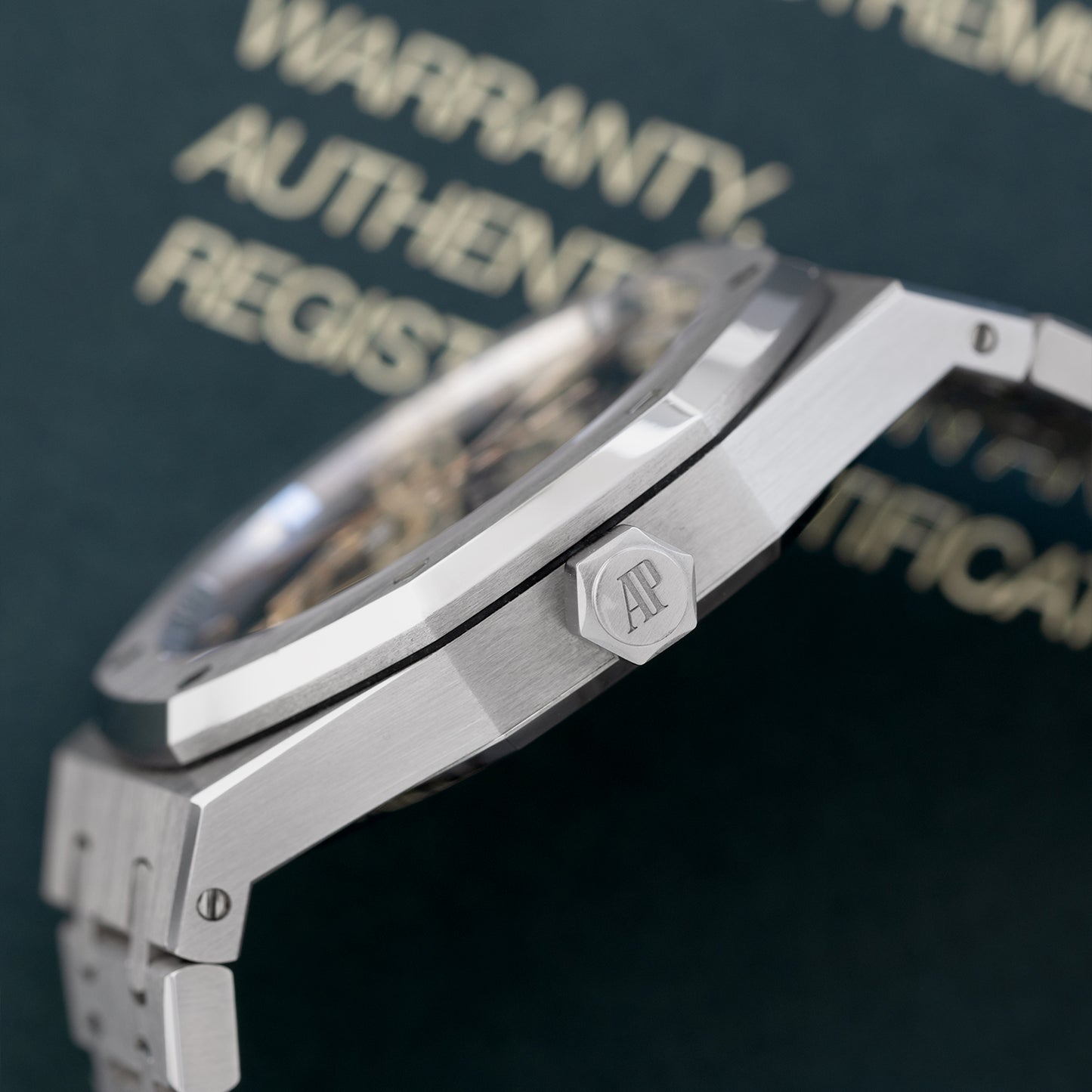 Crown of Stainless Steel Audemars Piguet Royal Oak "Skeleton" Double Balance Wheel Openworked Ref. 15407ST.OO.1220ST.01 41mm