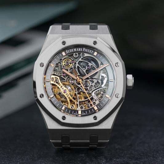 Stainless Steel Audemars Piguet Royal Oak "Skeleton" Double Balance Wheel Openworked Ref. 15407ST.OO.1220ST.01 41mm