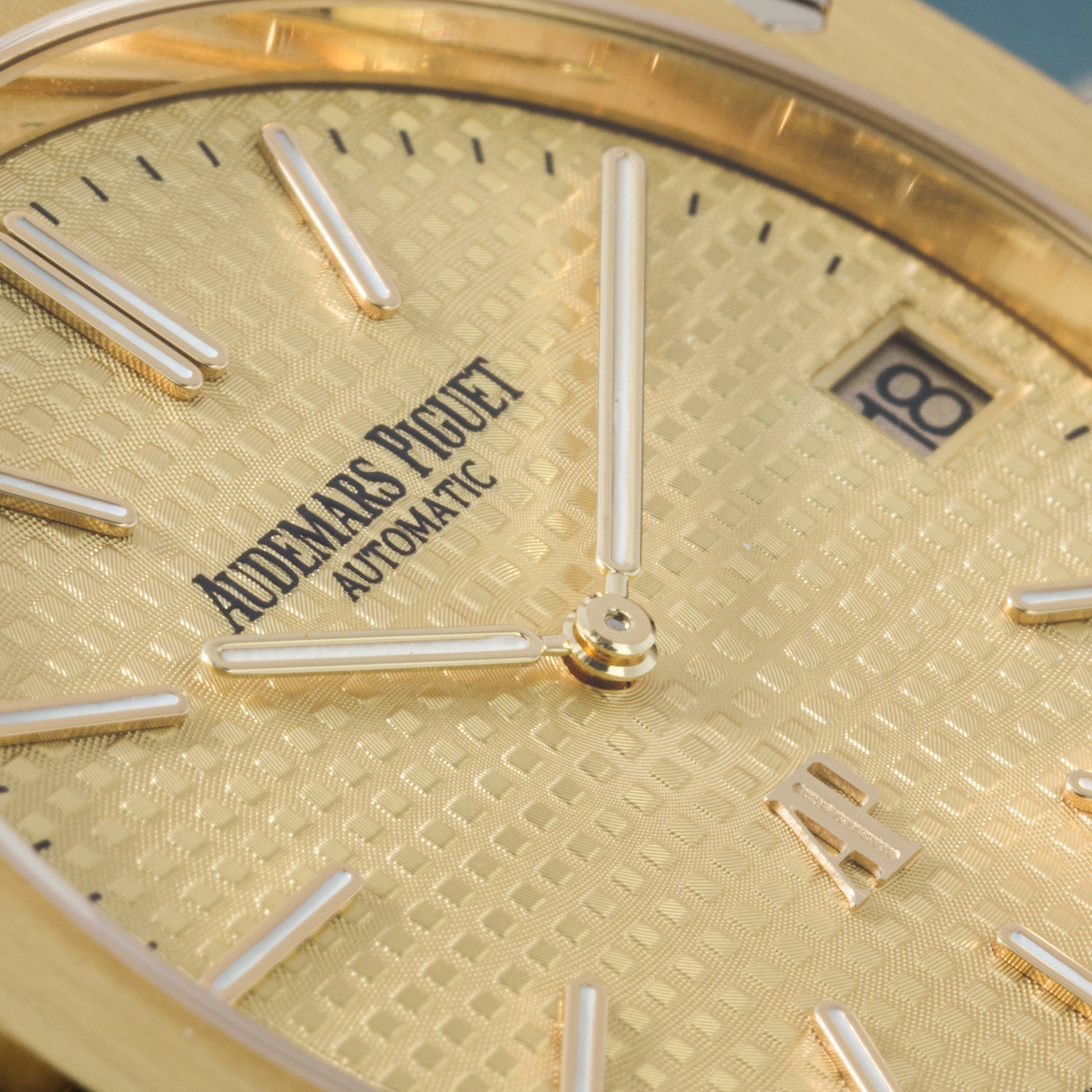 Close-up of Yellow Gold Audemars Piguet Royal Oak
“Jumbo” Extra-Thin Ref. 15202BA.OO.1240BA.02.A 39mm