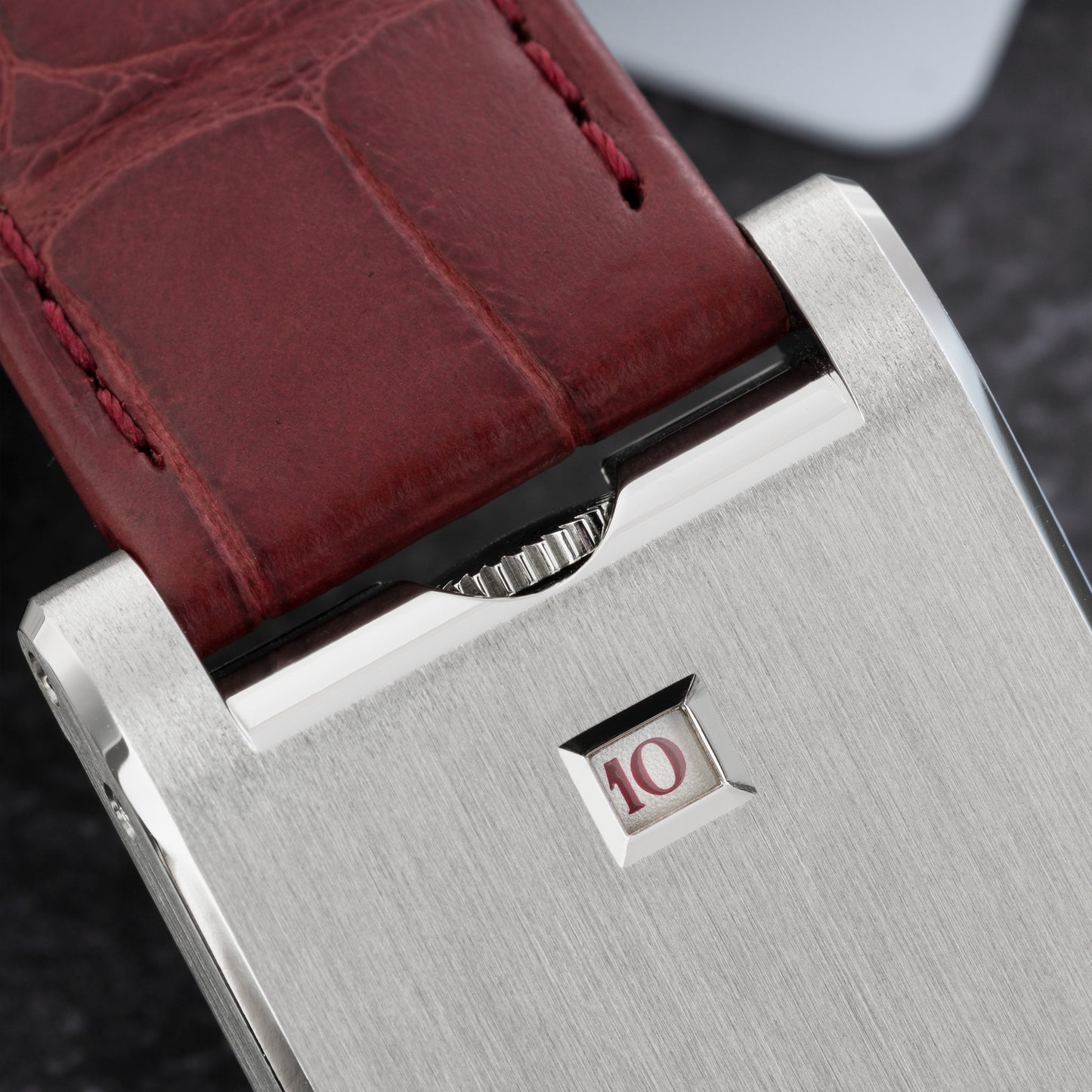 Close-up of Platinum Cartier Tank à Guichets Ref. WGTA0236 37.6mm x 25mm