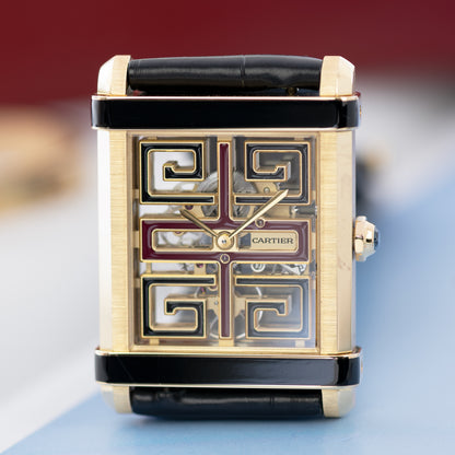 Yellow Gold Cartier Tank Chinoise Skeleton Ref. WHTA0016 39.5 mm