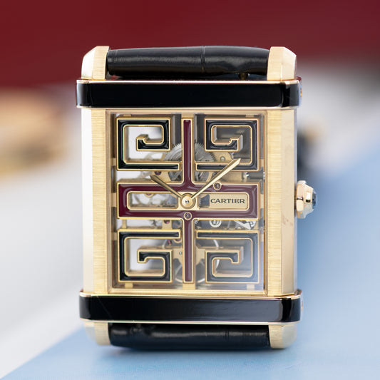 Yellow Gold Cartier Tank Chinoise Skeleton Ref. WHTA0016 39.5 mm