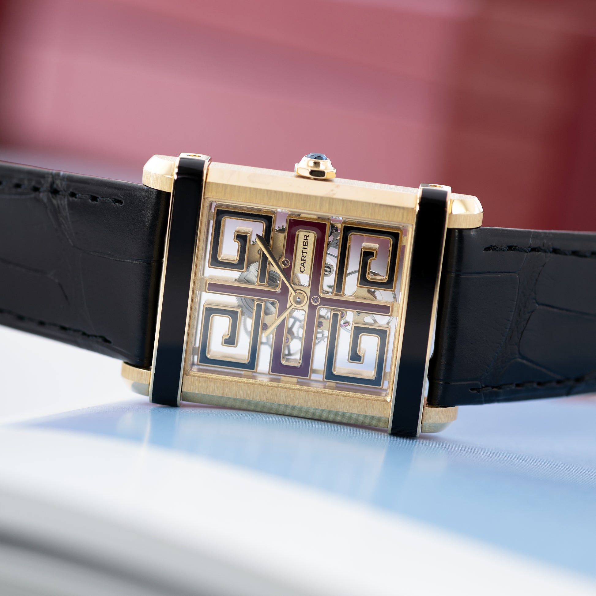 Yellow Gold Cartier Tank Chinoise Skeleton Ref. WHTA0016 39.5 mm