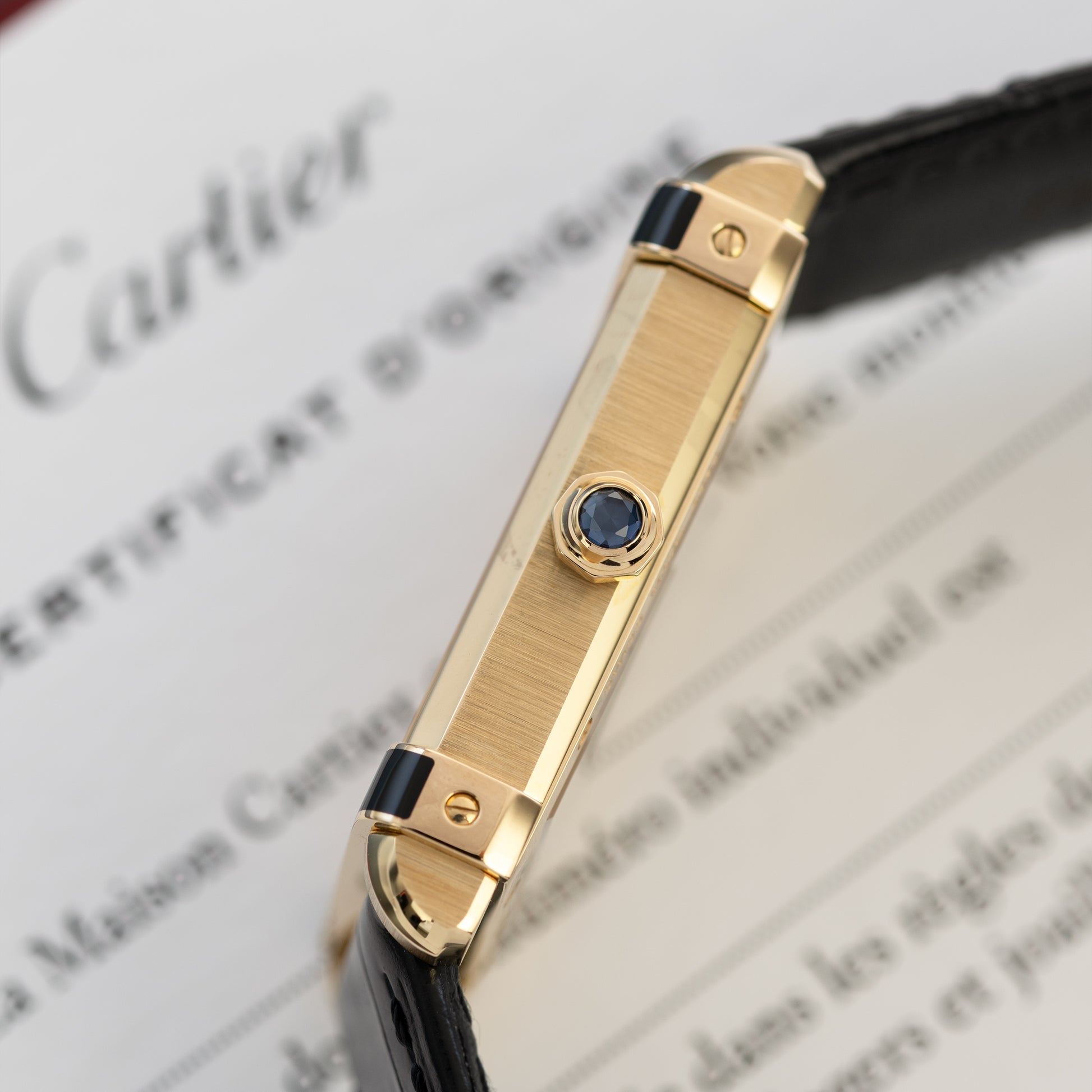 Crown of Yellow Gold Cartier Tank Chinoise Skeleton Ref. WHTA0016 39.5 mm