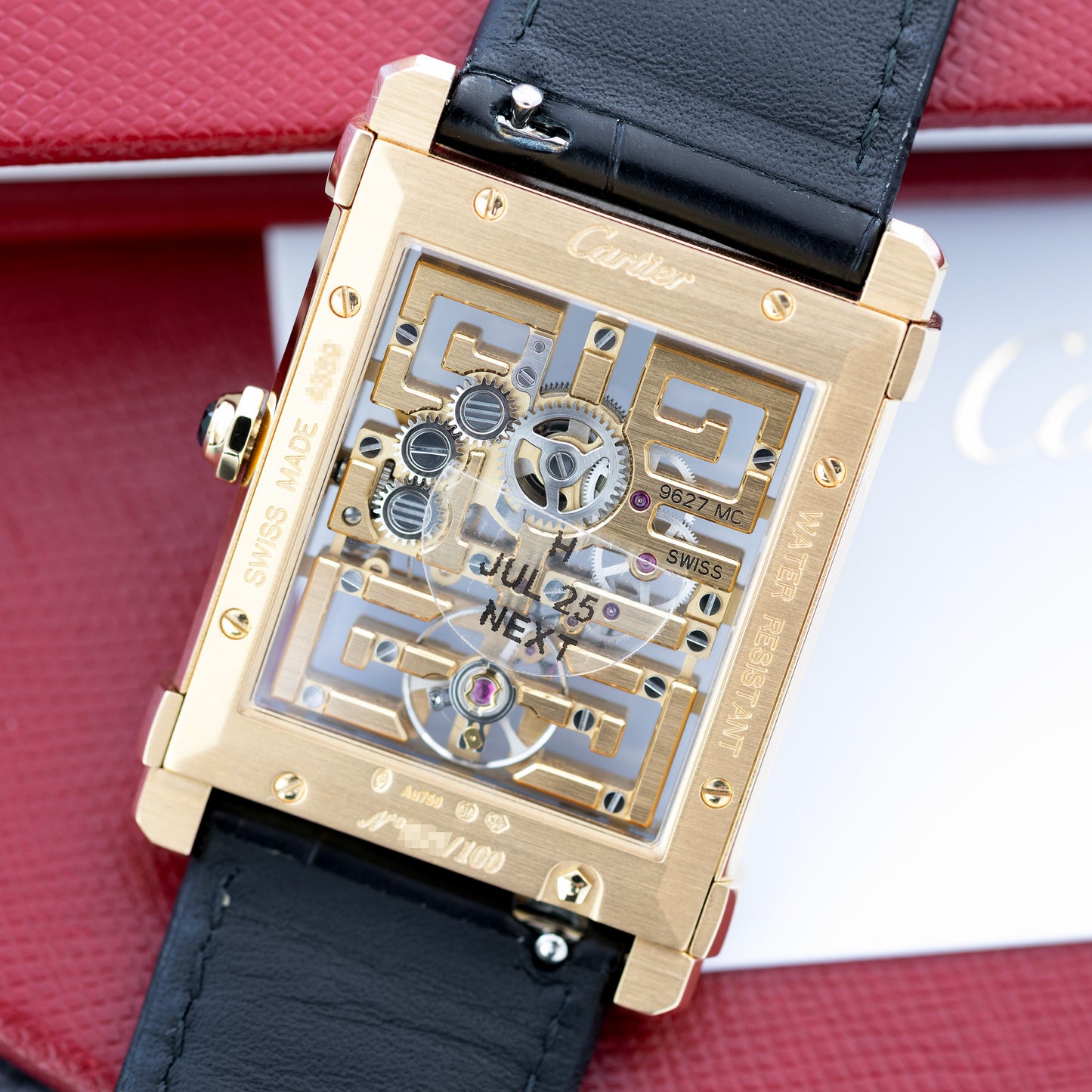 Movement of Yellow Gold Cartier Tank Chinoise Skeleton Ref. WHTA0016 39.5 mm