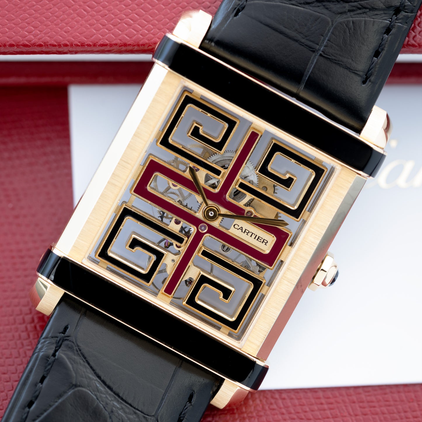Yellow Gold Cartier Tank Chinoise Skeleton Ref. WHTA0016 39.5 mm