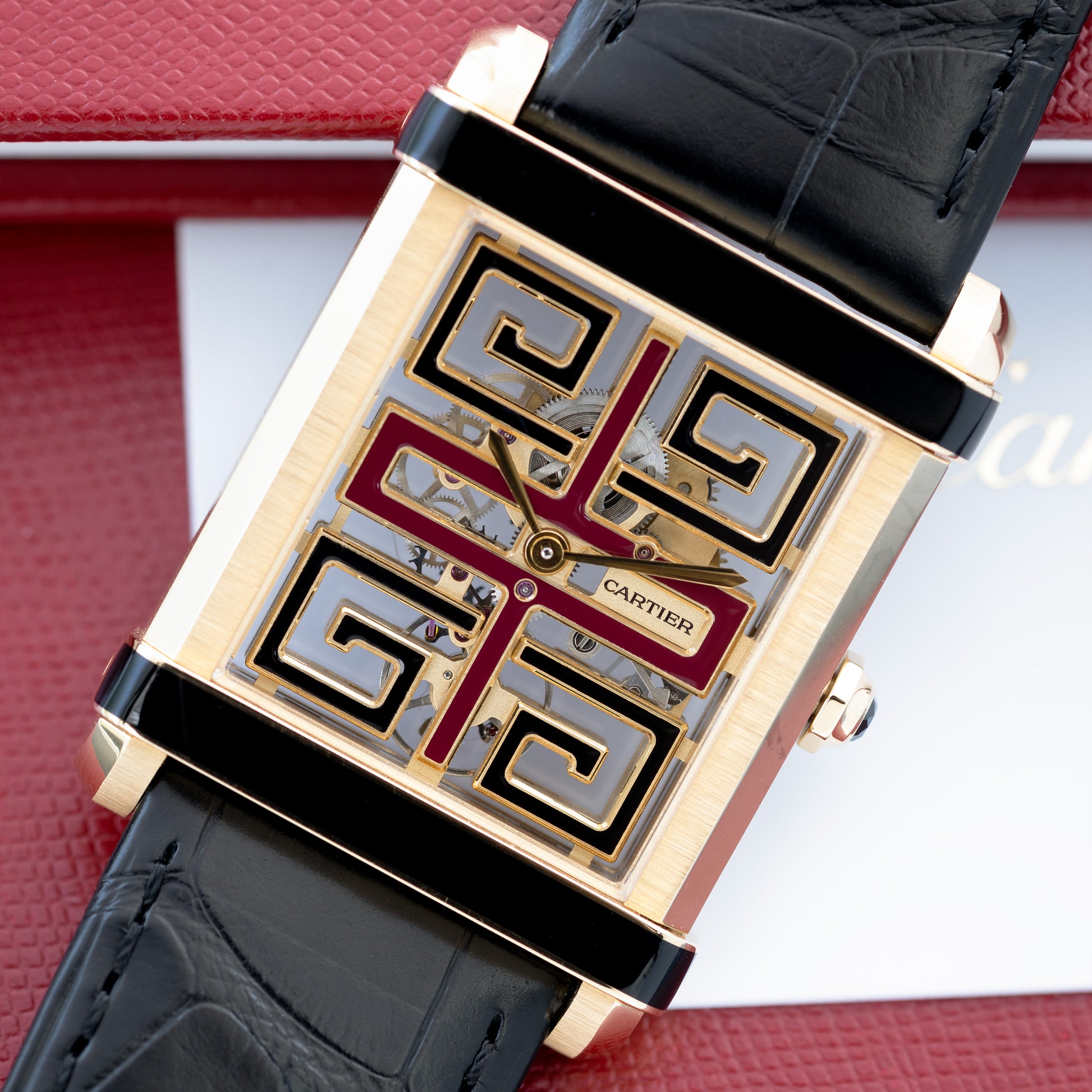 Yellow Gold Cartier Tank Chinoise Skeleton Ref. WHTA0016 39.5 mm