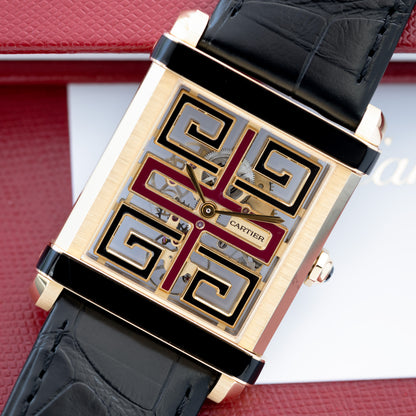 Yellow Gold Cartier Tank Chinoise Skeleton Ref. WHTA0016 39.5 mm