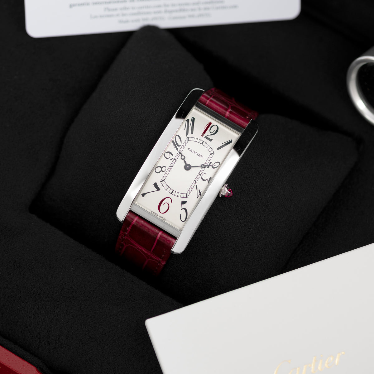 Box and Papers of Platinum Cartier Tank Cintrée Montenapoleone Special Edition Ref. WGTA0284 46.3 mm x 23 mm