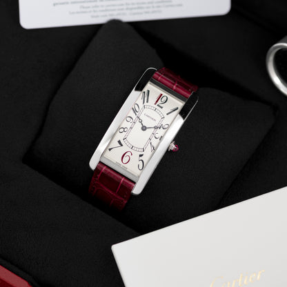 Box and Papers of Platinum Cartier Tank Cintrée Montenapoleone Special Edition Ref. WGTA0284 46.3 mm x 23 mm