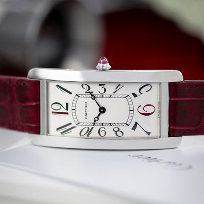 Platinum Cartier Tank Cintrée Montenapoleone Special Edition Ref. WGTA0284 46.3 mm x 23 mm