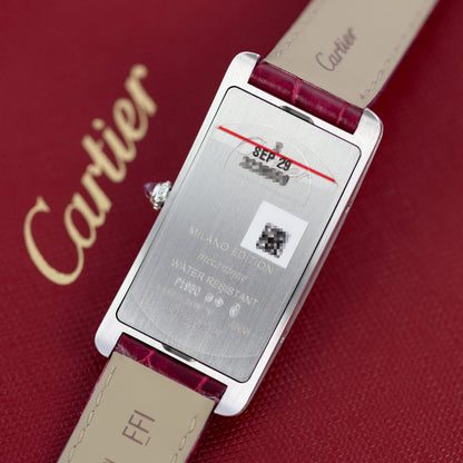 Back of Platinum Cartier Tank Cintrée Montenapoleone Special Edition Ref. WGTA0284 46.3 mm x 23 mm