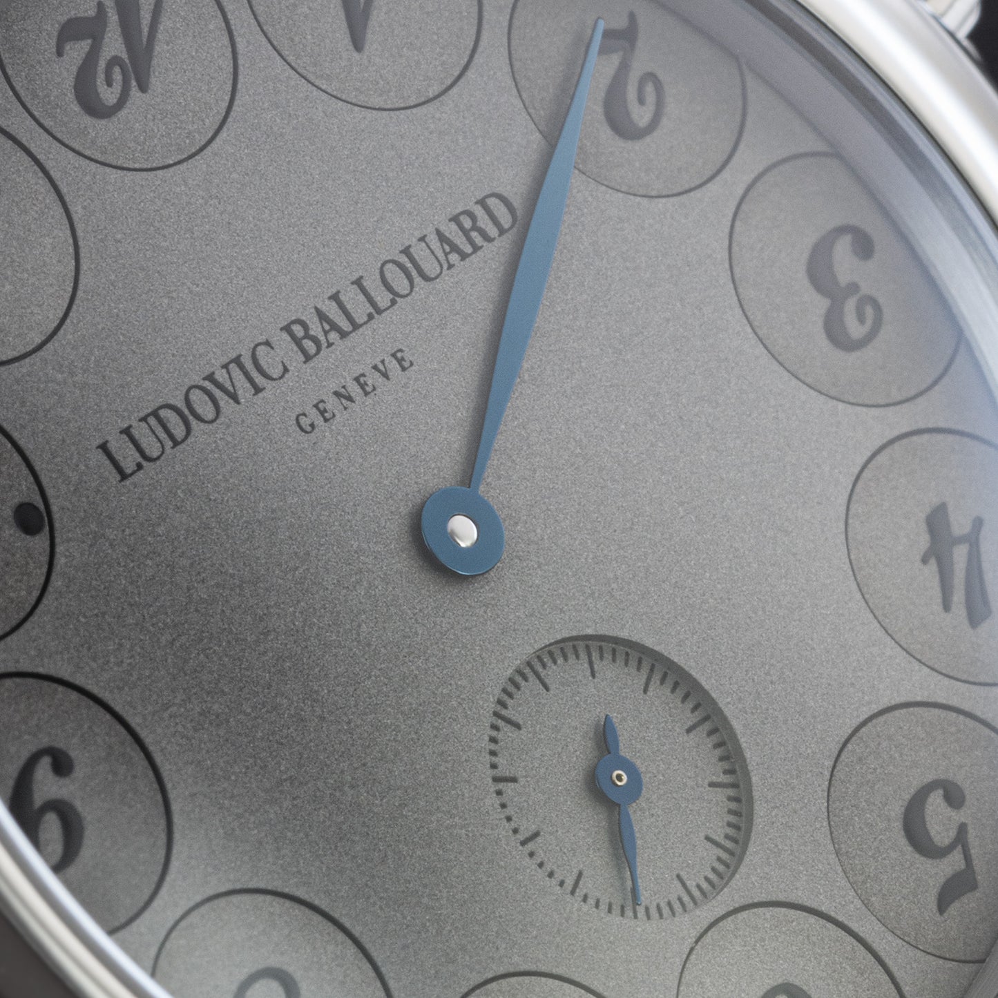 Close-up of Platinum Ludovic Ballouard Upside Down 38.5mm