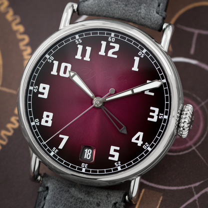 Heritage Dual Time Burgundy fumé dial