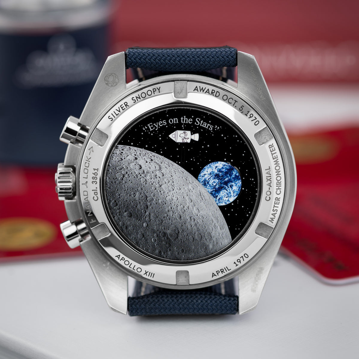 STEEL Omega Speedmaster "Silver Snoopy Award" Special Edition Ref. Ref.  310.32.42.50.02.001 Case Back With Snoopy Flying 