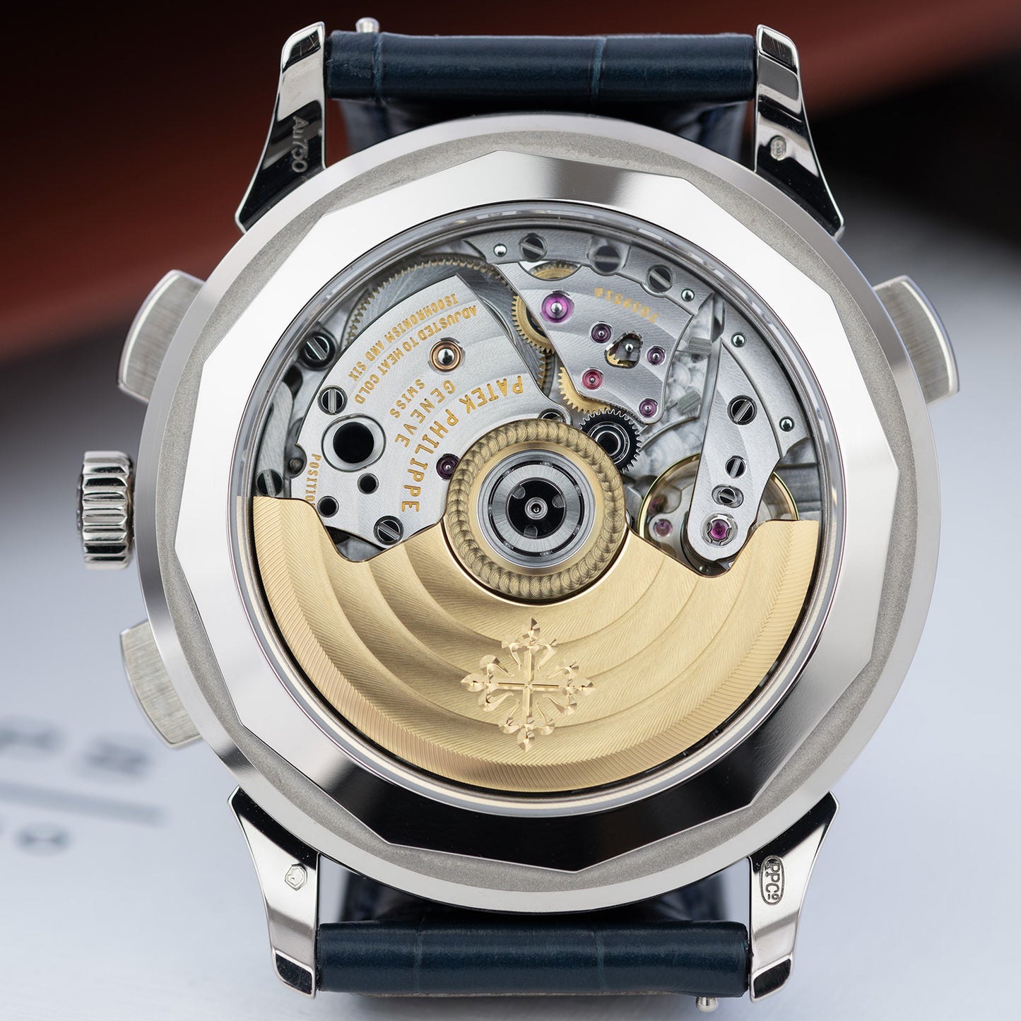 White Gold Patek Philippe World Time Chronograph ref. 5930G Caseback Movement 39.5mm