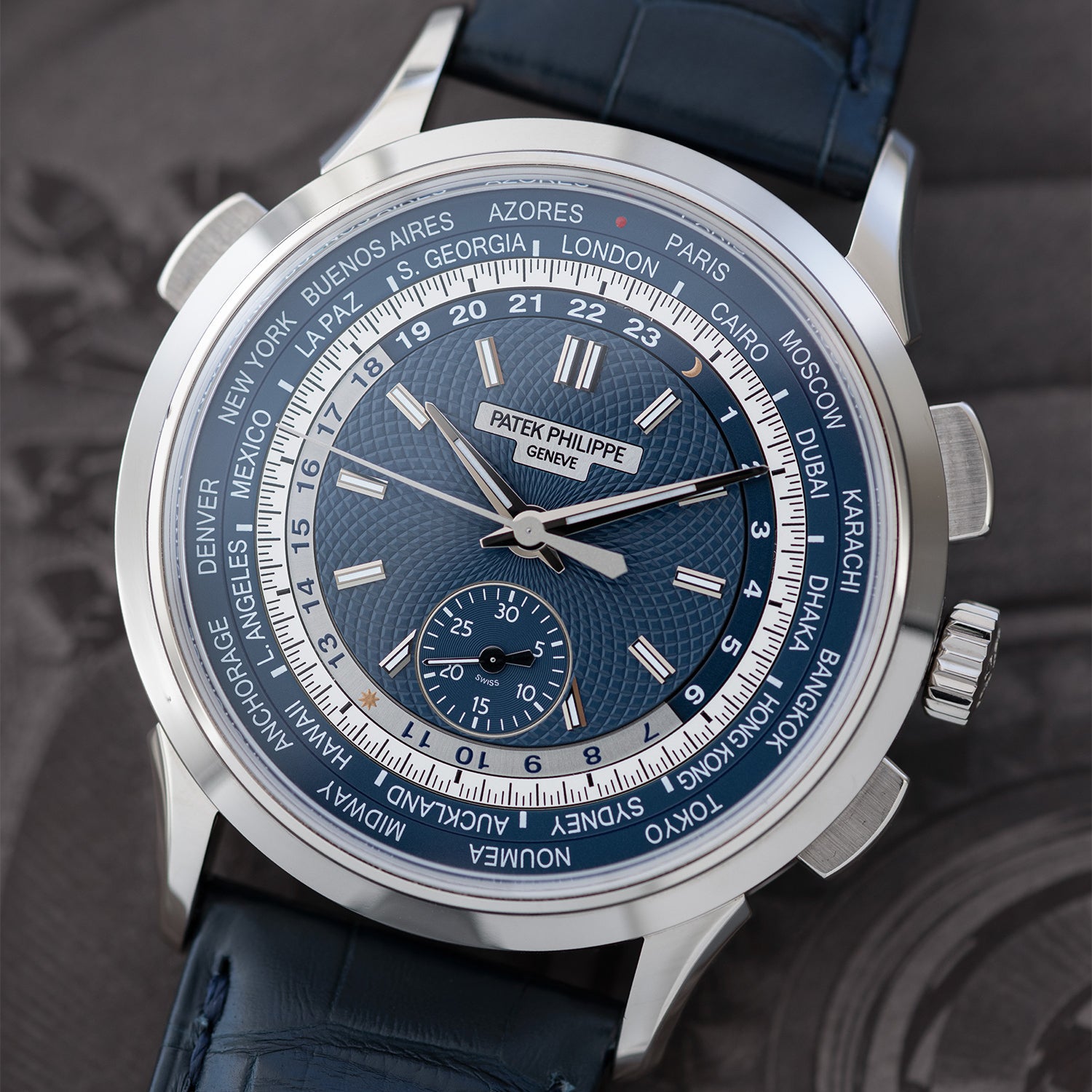 White Gold Patek Philippe World Time Chronograph ref. 5930G 39.5mm
