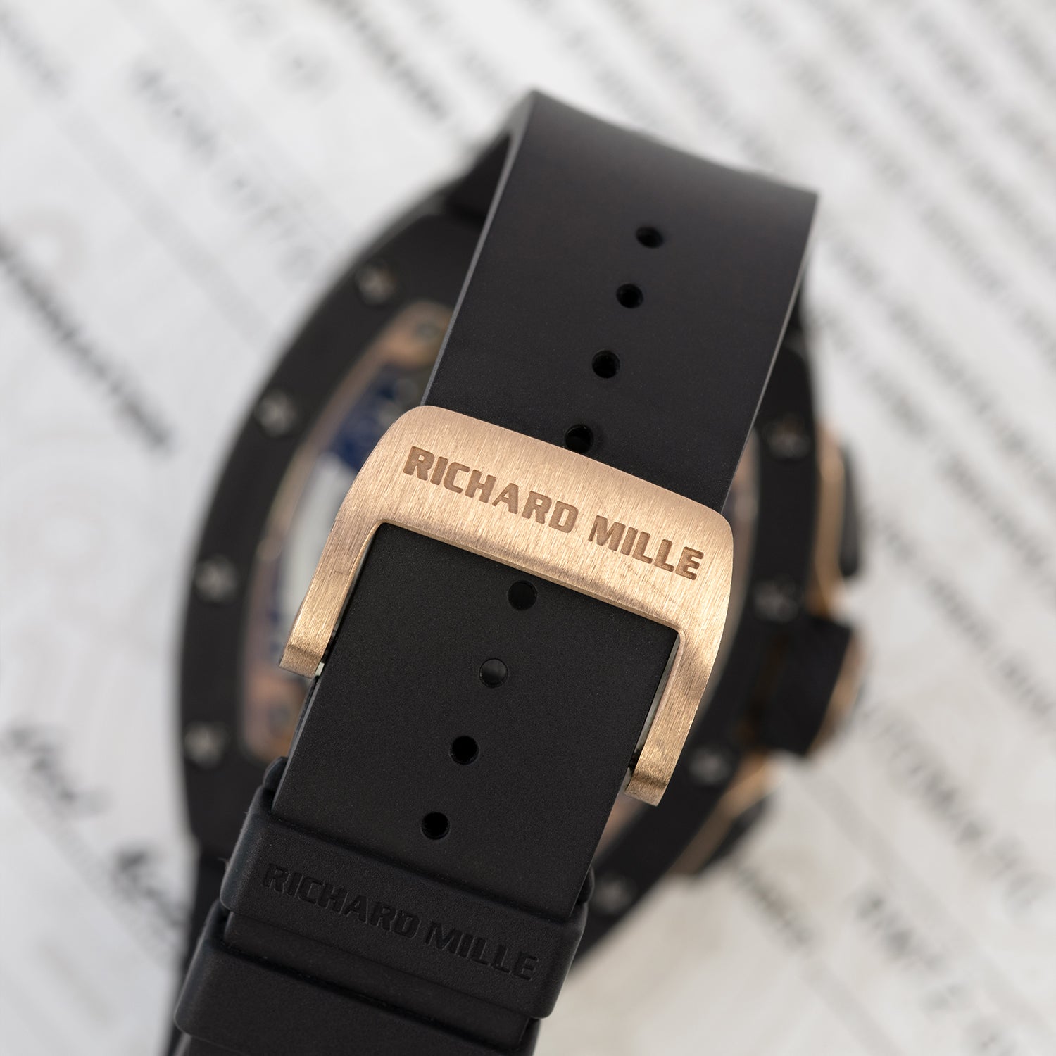 Clasp shot of black ceramic Richard Mille flyback chronograph RM72-01