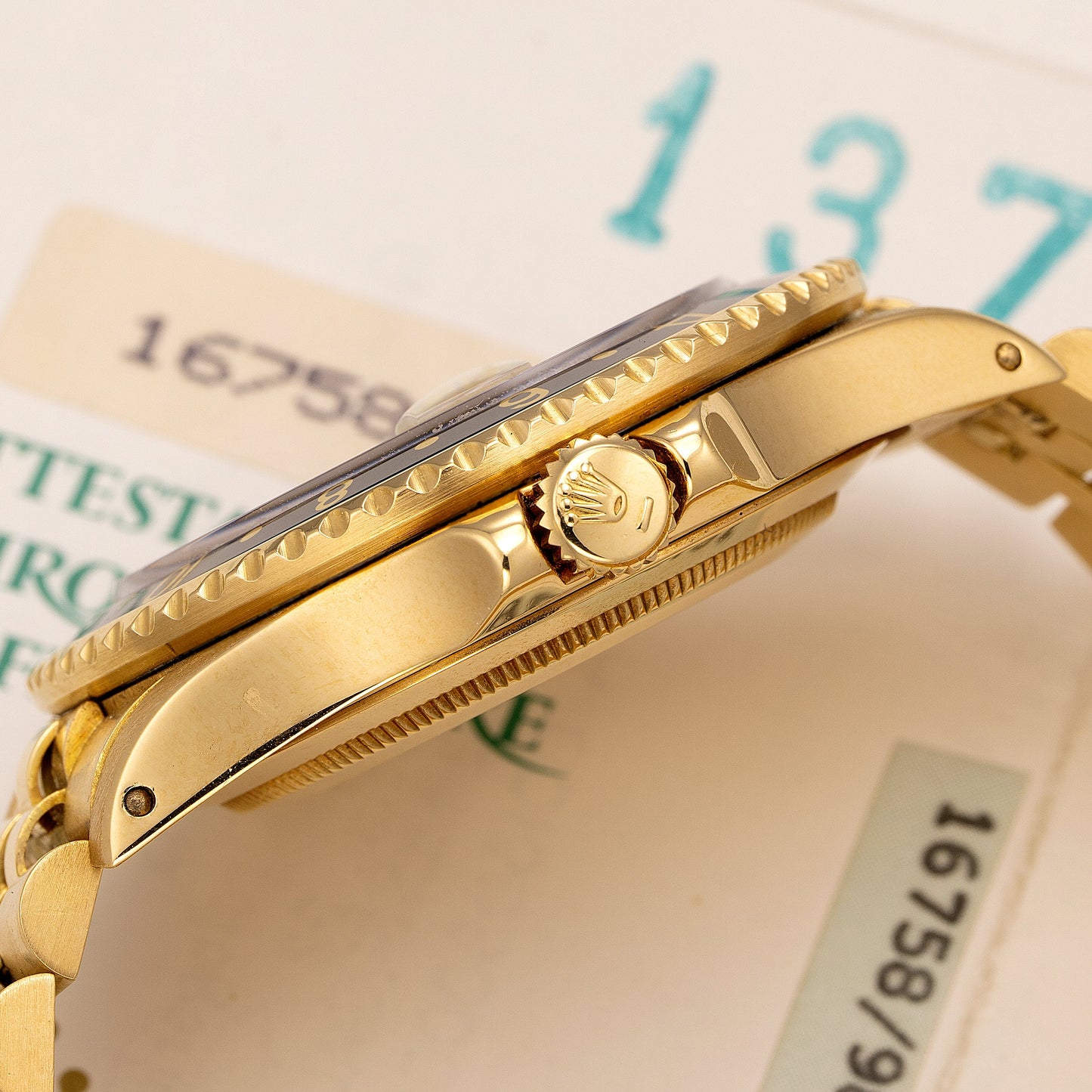 Crown of 18K Yellow Gold Rolex GMT-Master Ref. 16758 40mm