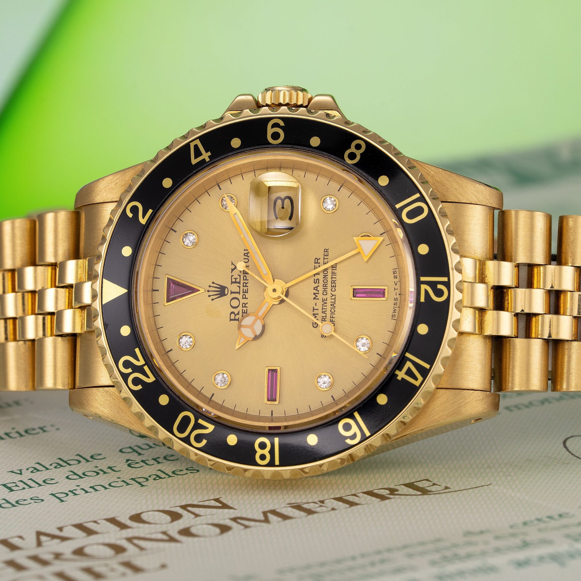 Champagne Dial of 18K Yellow Gold Rolex GMT-Master Ref. 16758 40mm