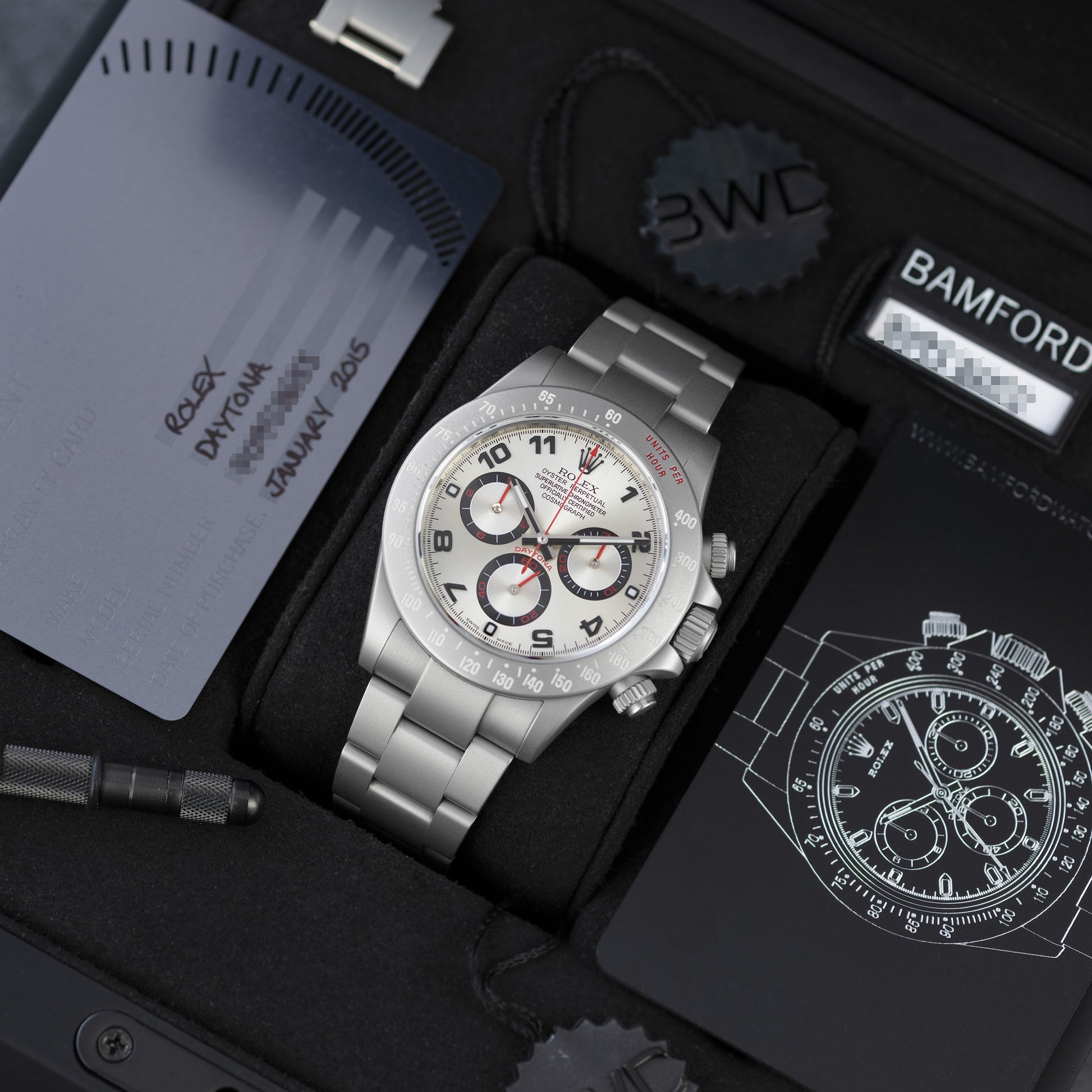 Full Set Grey MGTC Stainless Steel Bamford Watch Department Rolex Daytona Ref. 116520 40mm