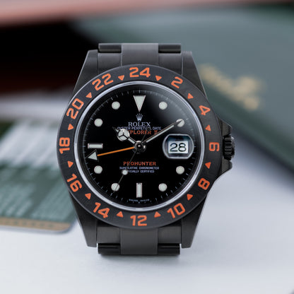 Black DLC Prohunetr Explorer II ref.16570 40mm straight on shot