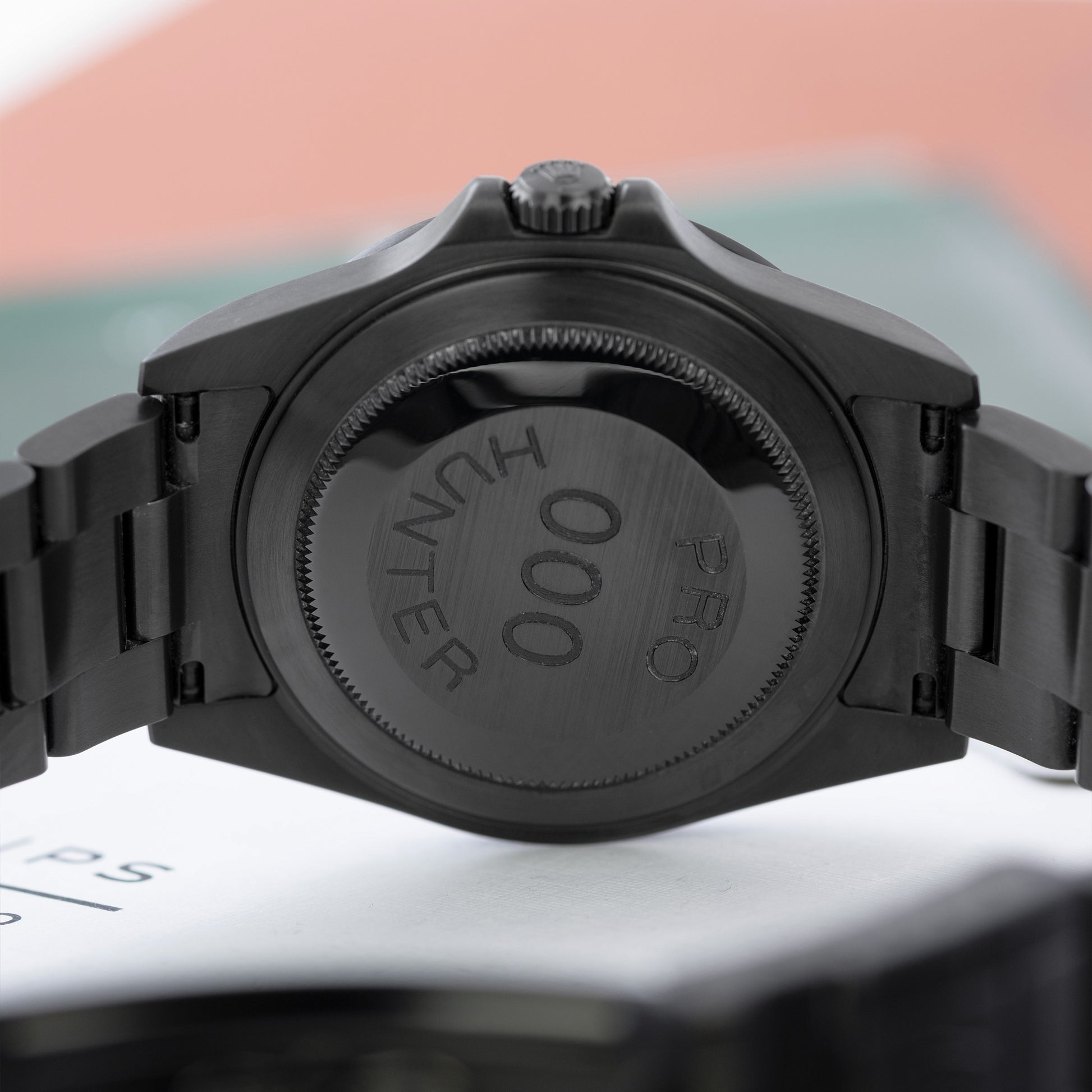 Black DLC Prohunetr Explorer II ref.16570 40mm case back shot