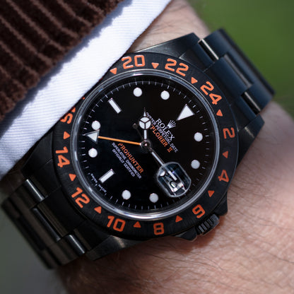 Black DLC Prohunetr Explorer II ref.16570 40mm wrist shot