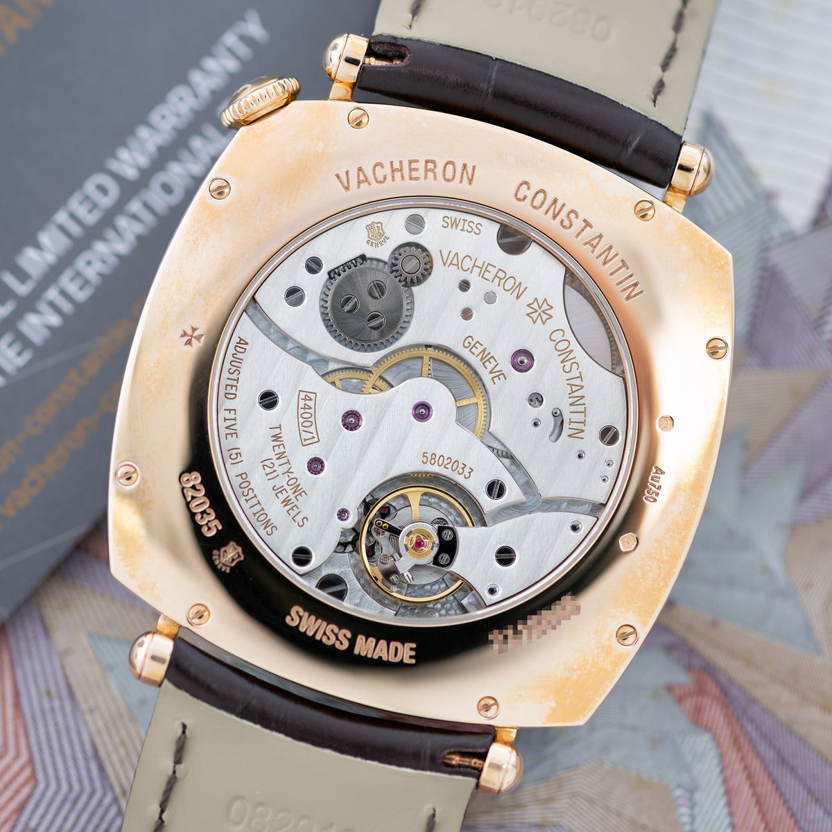 Back of Rose Gold Vacheron Constantin Historiques American 1921 Ref. X82R1316 82035/000R-9359 40mm